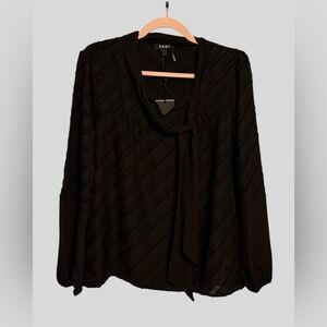 DKNY Black Tie-Neck Blouse | Opulent Dream | Size L | NWT